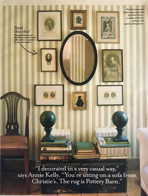 Published interior featuring a framed gallery wall